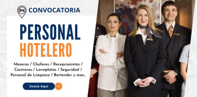 Se busca Personal para Hotel vacantes abiertas.
