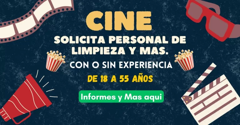 Cine solicita personal de limpieza, entre otras vacantes.